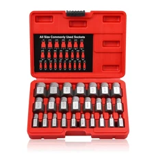 Screw Extractor Set 25 PCS Hex Head Multi-Spline EZ Out Bolt Remover Tool Kit
