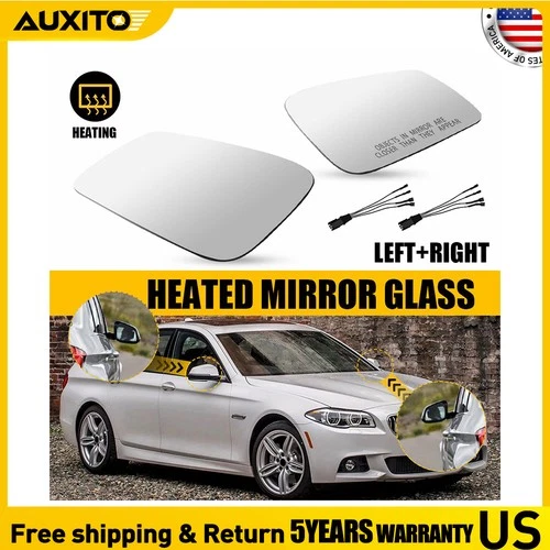 Left Right Side Mirror Glass 4Pin Heated Fit for 2010-2016 BMW 528 535 550 A