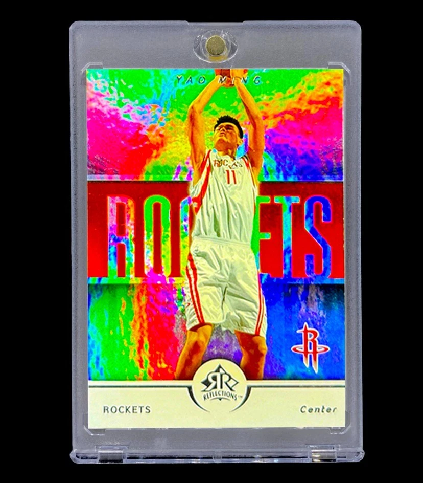 YAO MING PLATA PRIZM REFRACTOR HOLO LÁMINA ARCO IRIS No Automático - COHETES Foto 3 de 4