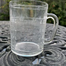 VTG 30s Hazel Atlas 1 Cup/8 Oz Glass Measuring Cup Embossed Clear Straight Side
