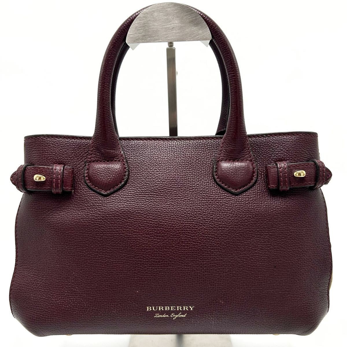 [NOVA CHECK] Burberry Banner Tote Bag Burgundy Leather Shoulder Bag 2WAY