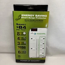Niagara Conservation Smart Surge Protector Energy Saver 8 Outlets 6' Power Cord