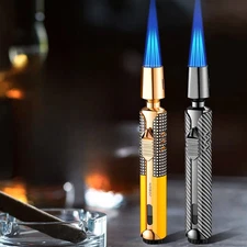 JOBON 3 Jet Blue FlameTorch Butane Gas Lighter Visible Gas Window Windproof