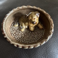 Vintage Wade England Alsatian Puppy In A Basket/Dish Figurine No Chips