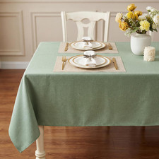 Textured Linen Table Cloth for Rectangle Table - Sage Green Tablecloths Rectangu
