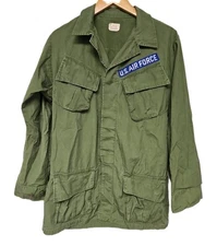 Vtg 60s Jungle Jacket Military USAF Air Force Vietnam War Slant Pocket OG-107