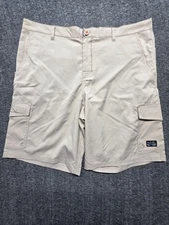 Salt Life SLX-QD Boardshorts Surf Swim Trunks Men Size 38 Beige Vapor Stretch