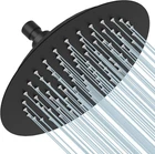 Black 8 Inch Round Rainfall Shower Head Ultra Thin Top Sprayer Stainless Steel
