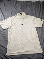 Bad Birdie Polo Shirt Mens XL White Topo Map Golf Course Print Performance