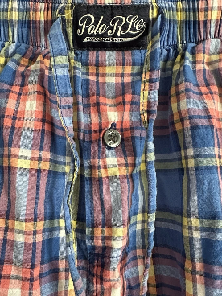 Para Hombres Polo Ralph Lauren Azul Rosa Amarillo Cuadros Algodón Pijama Pantalones de Salón S Foto 4 de 4