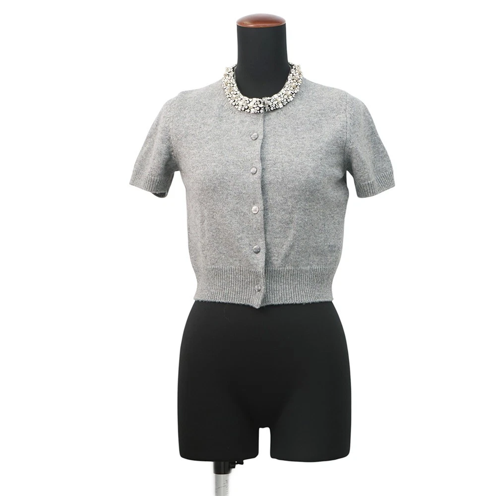 Celine — CELINE Rhinestone Cardigan Size XS Cashmere/Rhinestone Gray