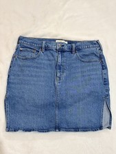 Abercrombie Fitch Denim Skirt Mini Medium Wash Y2K Women 30 Side Slits 90s
