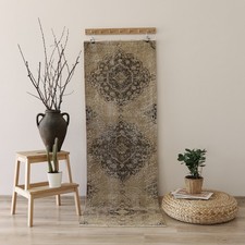 2x6 ft Vintage Turkish Runner Rug Hand Knotted Muted Brown Oushak Runner