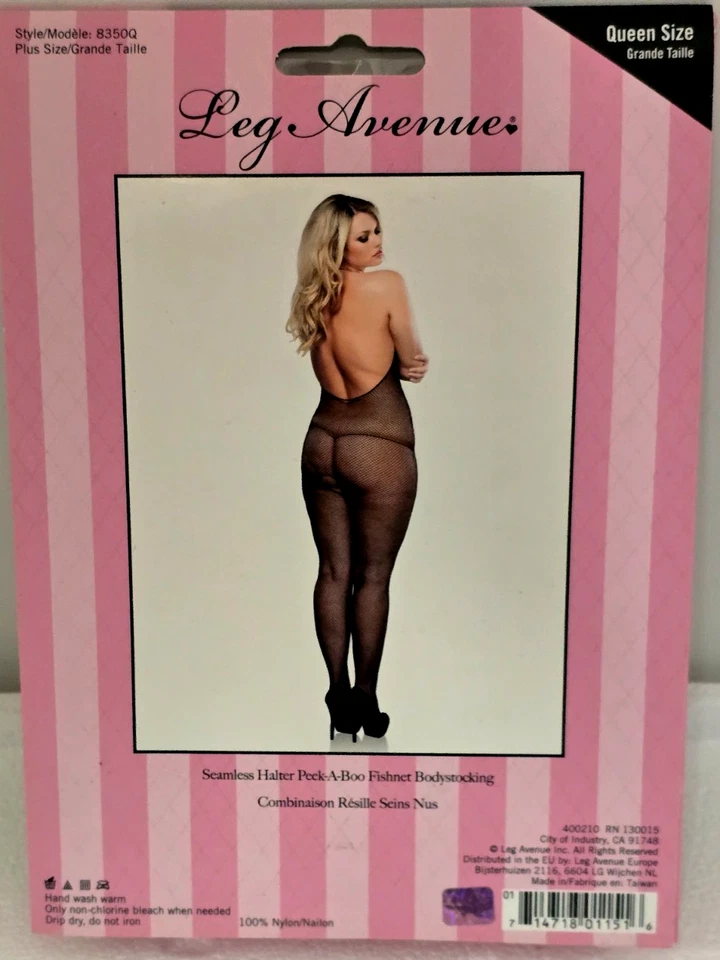 CUERPO DE RED SIN COSTURAS HALTER PEEK-A-BOO talla grande por LEG AVENUE (8350Q) Foto 2 de 2