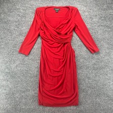Lauren Ralph Lauren Dress Womens 2 Red Wrap Bodycon Cinch Side Long Sleeve Midi