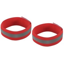 2 x Reflective Bands for Arm Wrist Ankle Leg 14x1.5 Inch Strip Wide Red