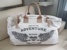 XXL Reisetasche aus Zeltplane 100 % Baumwolle Ledergriffe