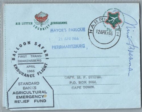 1966 South Africa Drakenberg Hot Air Ballon Flight Airletter Nini Boesman Cover - Picture 1 of 5