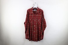 Vtg 90s Wrangler Mens 3XL Faded Flannel Western Rodeo Snap Button Shirt Plaid