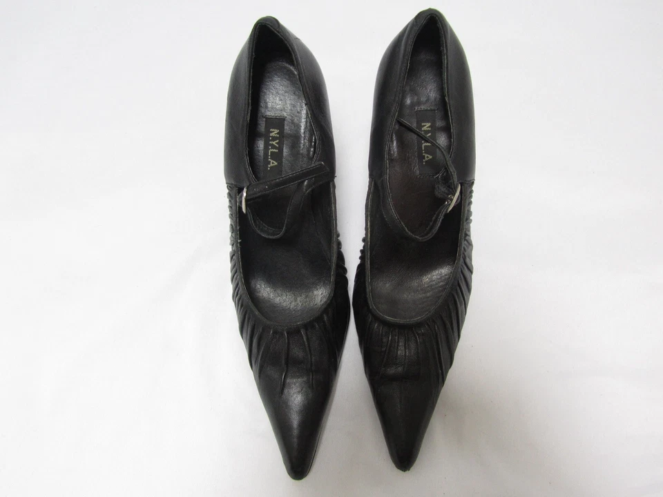 vintage 90s office siren black pointed toe pumps n.y.l.a. womens 8 - Image 2 of 4