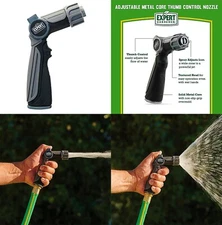 Expert Gardener Adjustable Metal Core Thumb Control Hose Watering Nozzle