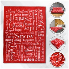 Red Christmas Message Blanket Soft Plush Blanket Christmas Blanket 50x60in
