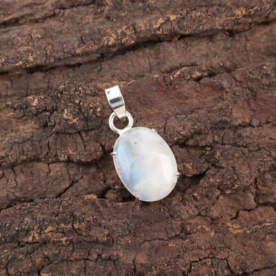 Natural Rainbow Moonstone Pendant Gemstone 925 Sterling Silver