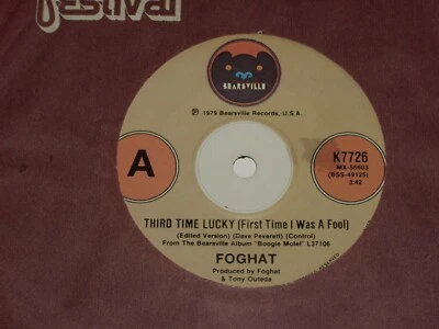 FOGHAT *RARE OZ 7" 45 ' THIRD TIME LUCKY ' 1979 VGC - image 1 of 2