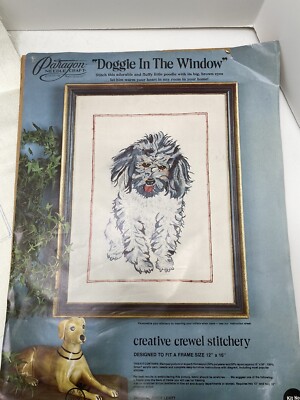 Vtg 1976 Paragon Creative Crewel Stitchery CANVAS AND INSTRUCTIONS ONLY + hoop