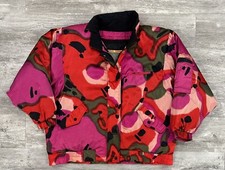 Vintage London Towne Multi Color Zip Puffer Ski Jacket Duck Down Womens Size L