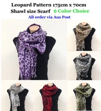 Leopard Print Shawl or Scarf 175cm x 70cm Long 6 Colors Choice -From sydney
