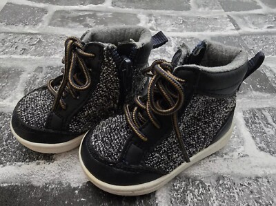 Baby Boy Garanimals Blue Lace Up High Top Side Zip Sneakers Size 3