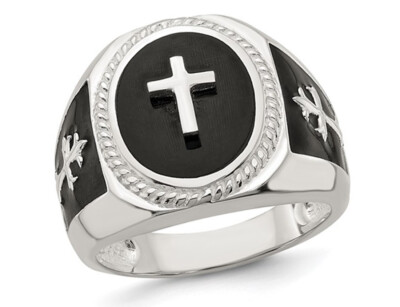 Herrenring Sterlingsilber schwarzer Achat Kreuzring