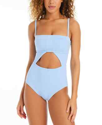 Sanctuary Women's Refresh Ribbed Cutout Bandeau One-Piece Swimsuit , CELESTE , L