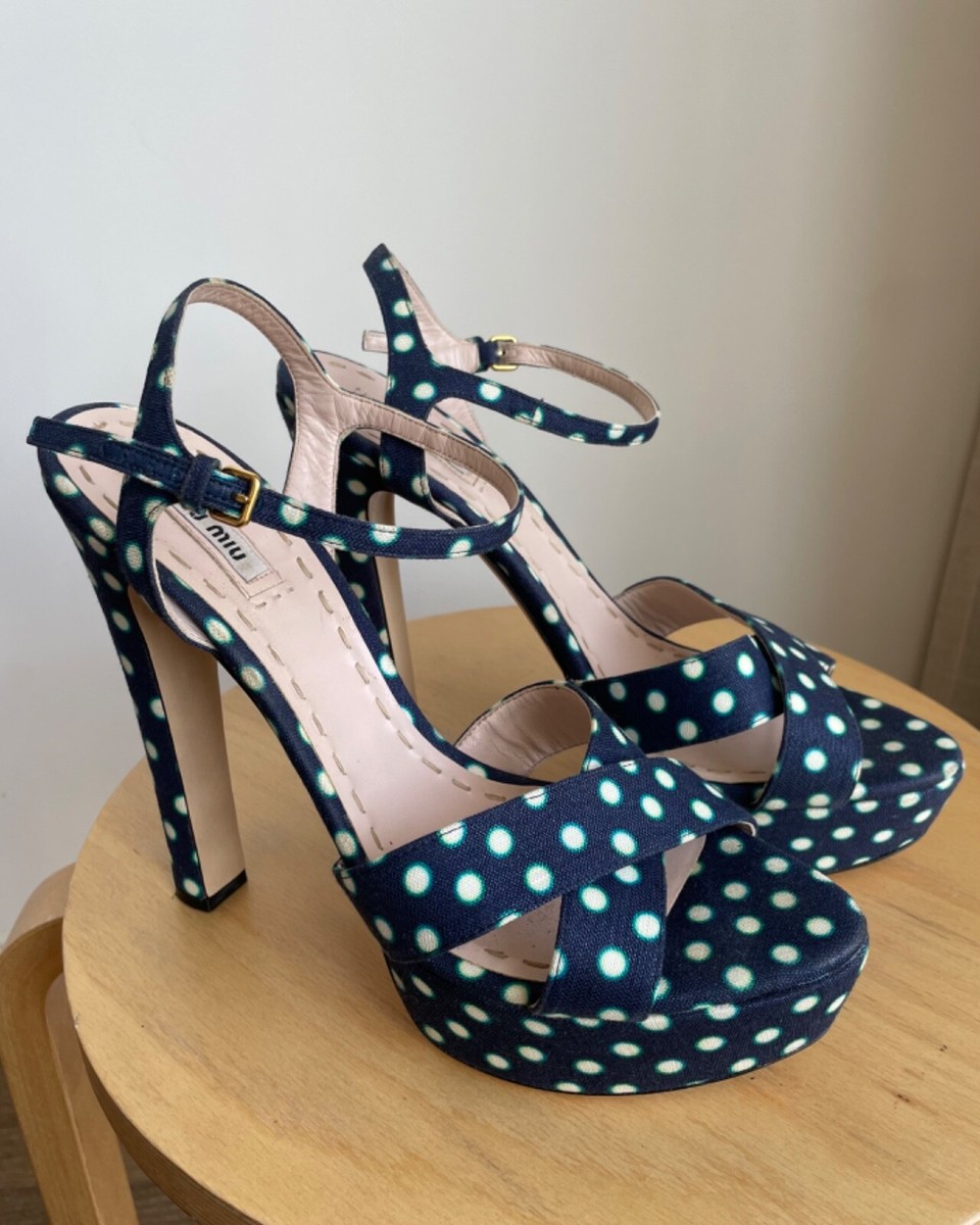 Miu Miu Blue Polka Dot Platform high heels Sandals – Cruise 2011