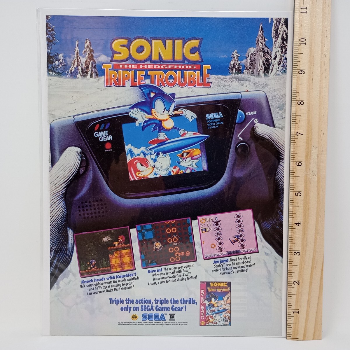 1994 Sega Game Gear SONIC TRIPLE TROUBLE video game magazine print