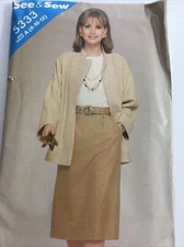 1980s Butterick See & Sew 5333 VTG UNCIT sewing Pattern Skirt Size 8 10 12