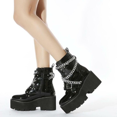 Women's Platform Ankle Boots Chain 
