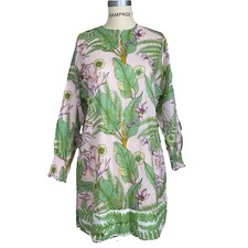 Sana Safinaz multicolor cotton pink/green floral print kurti tunic sz small