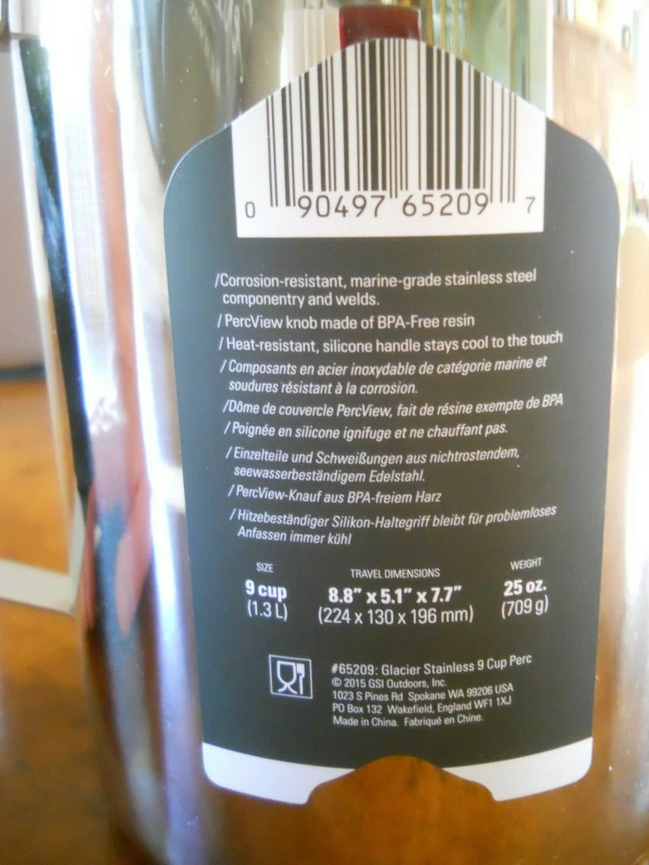 GSI EXTERIOR GLACIAR ACERO INOXIDABLE 9 TAZAS ESTUFA SUPERIOR PERCOLADOR (NUEVO CON ETIQUETAS) Foto 4 de 4