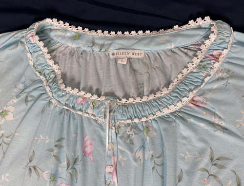 EILEEN WEST BLUE FLORAL BALLET MIDI NIGHTGOWN SIZE LARGE - Picture 5 of 8