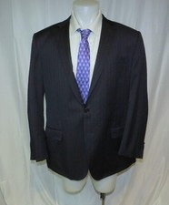 Ermenegildo Zegna Mila Recent Size Tag Navy Stripe Two Button Suit Jacket 48R