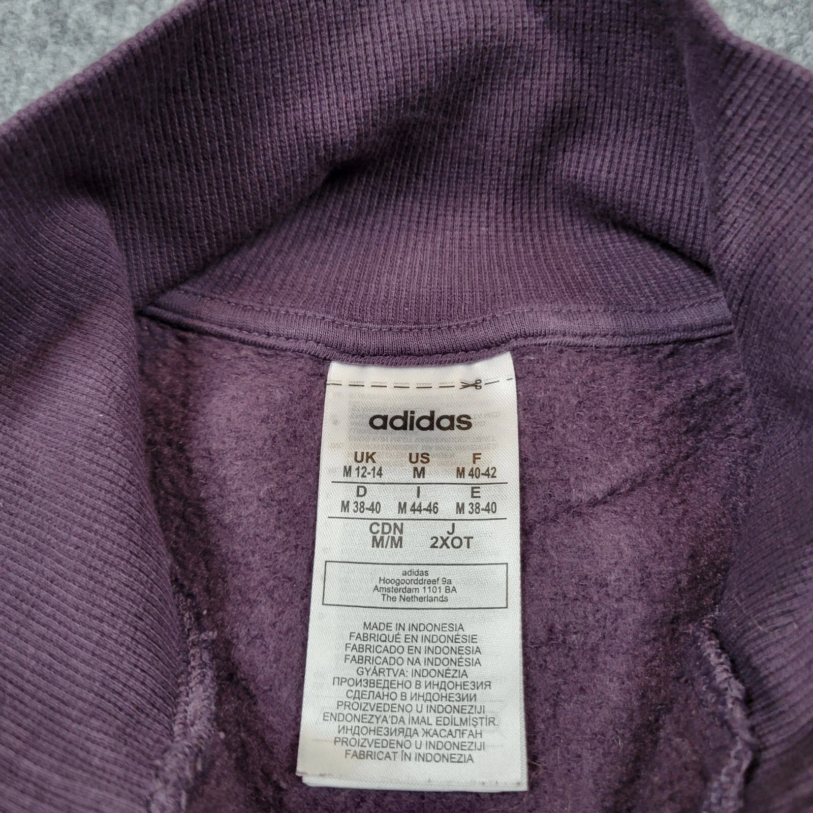 VETEMENTS Adidas maglione uomo viola medio quarto zip felpa pullover logo atletico