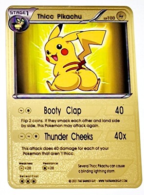 Thicc Pikachu I Choose You Pokemon Gold Metal Card Express Postage