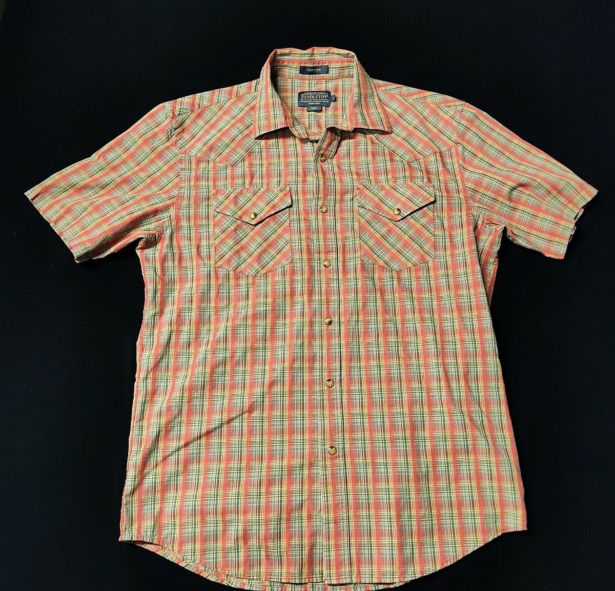 Pendleton Frontier Plaid Pearl Snap Shirt Button Short Sleeve