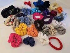 VTG Hair Scrunchies Ties Variety Mixed Lot of 32 Y2K 90s Colors Pink Purple Blue