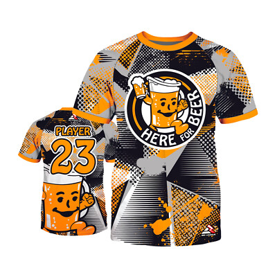 Maglia Sportiva Personalizzata Softball - Qui Per Birra - Numero E Nome A Scelta