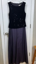 J.R. Nites By Caliendo Evening Dress Women's Size 6 A-Line Long Black Zip Up