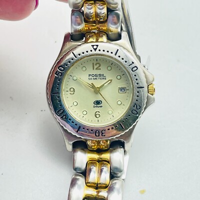 FOSSIL BLUE AM 3151 Watch Stainless Steel Gold Tone Accents  display picture 3