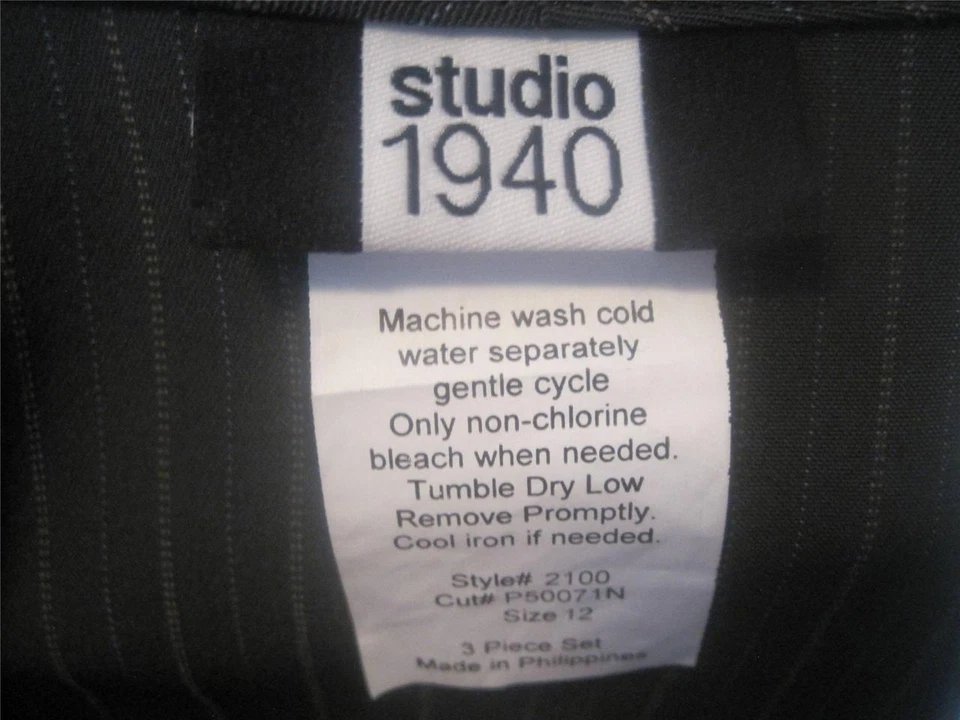 Studio 1940 misses 12 verde tostado a rayas traje chaqueta y pantalón conjunto j91 Foto 4 de 4